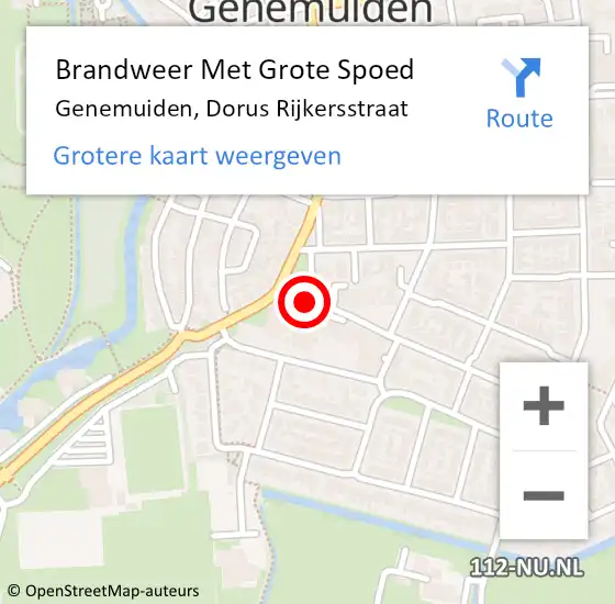 Locatie op kaart van de 112 melding: Brandweer Met Grote Spoed Naar Genemuiden, Dorus Rijkersstraat op 18 juni 2017 11:23