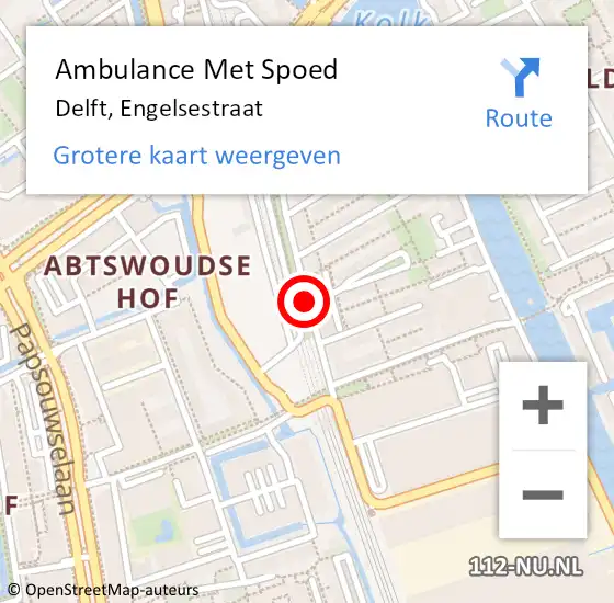 Locatie op kaart van de 112 melding: Ambulance Met Spoed Naar Delft, Engelsestraat op 18 juni 2017 11:33