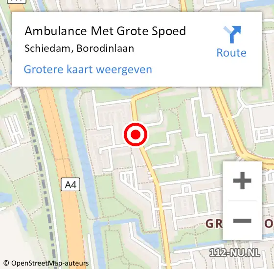 Locatie op kaart van de 112 melding: Ambulance Met Grote Spoed Naar Schiedam, Borodinlaan op 18 juni 2017 14:36