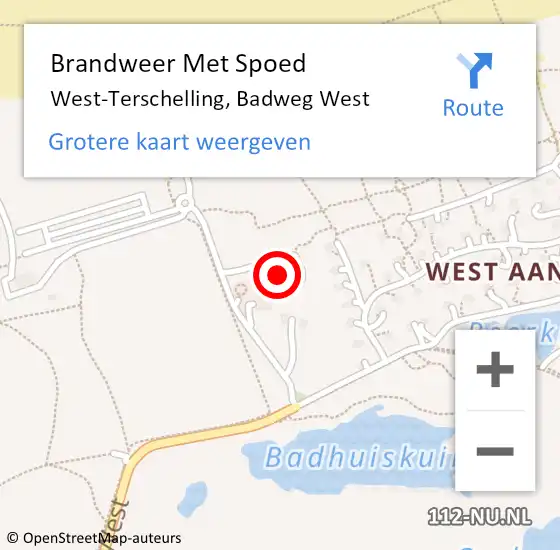 Locatie op kaart van de 112 melding: Brandweer Met Spoed Naar West-Terschelling, Badweg West op 18 juni 2017 20:25