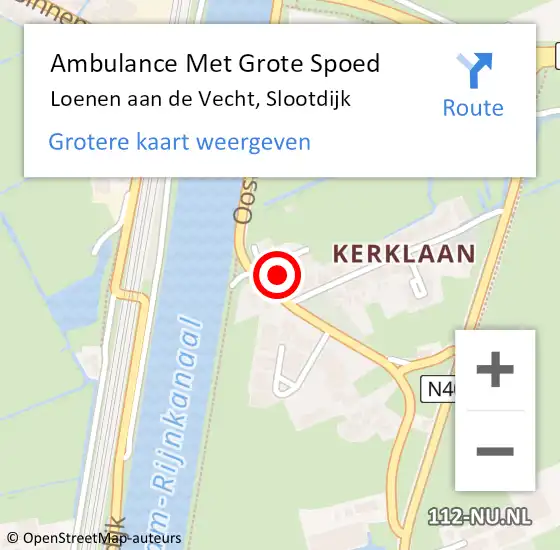 Locatie op kaart van de 112 melding: Ambulance Met Grote Spoed Naar Loenen aan de Vecht, Slootdijk op 18 juni 2017 20:35