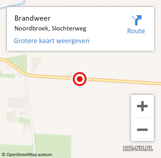 Locatie op kaart van de 112 melding: Brandweer Noordbroek, Slochterweg op 19 juni 2017 01:05