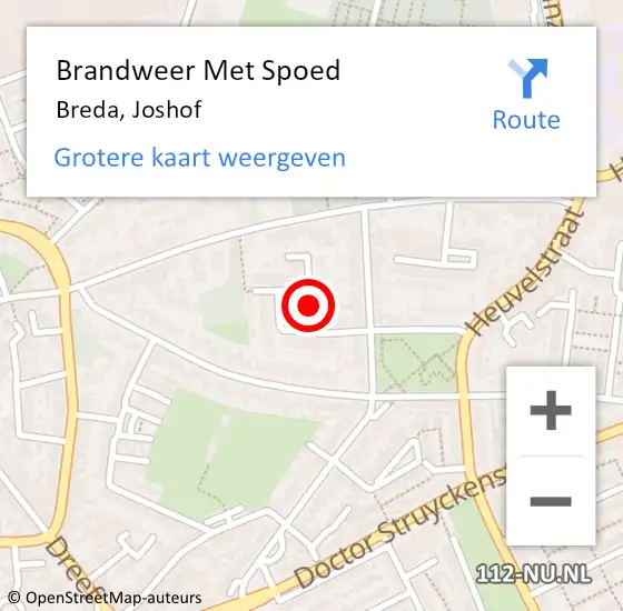 Locatie op kaart van de 112 melding: Brandweer Met Spoed Naar Breda, Joshof op 19 juni 2017 06:02