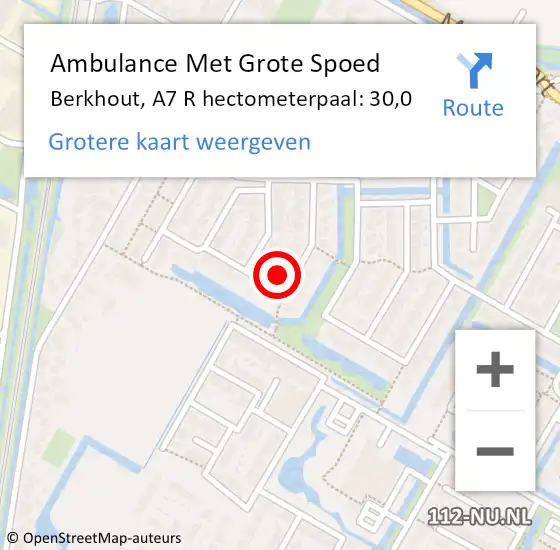 Locatie op kaart van de 112 melding: Ambulance Met Grote Spoed Naar Berkhout, A7 R hectometerpaal: 30,7 op 19 juni 2017 08:08