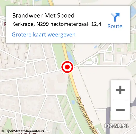 Locatie op kaart van de 112 melding: Brandweer Met Spoed Naar Kerkrade, N299 hectometerpaal: 12,4 op 19 juni 2017 08:10