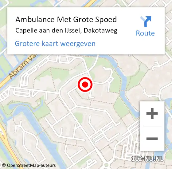 Locatie op kaart van de 112 melding: Ambulance Met Grote Spoed Naar Capelle aan den IJssel, Dakotaweg op 19 juni 2017 12:59