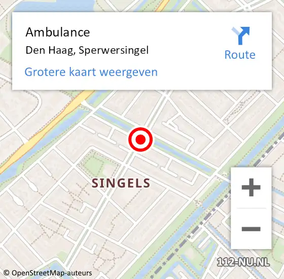 Locatie op kaart van de 112 melding: Ambulance Den Haag, Sperwersingel op 19 juni 2017 15:18