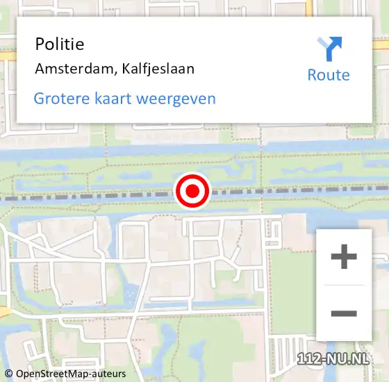Locatie op kaart van de 112 melding: Politie Amsterdam, Kalfjeslaan op 19 juni 2017 17:09