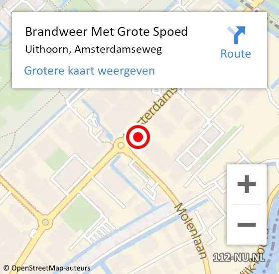 Locatie op kaart van de 112 melding: Brandweer Met Grote Spoed Naar Uithoorn, Amsterdamseweg op 19 juni 2017 17:26