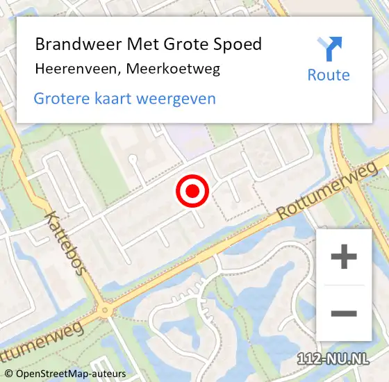 Locatie op kaart van de 112 melding: Brandweer Met Grote Spoed Naar Heerenveen, Meerkoetweg op 19 juni 2017 18:57