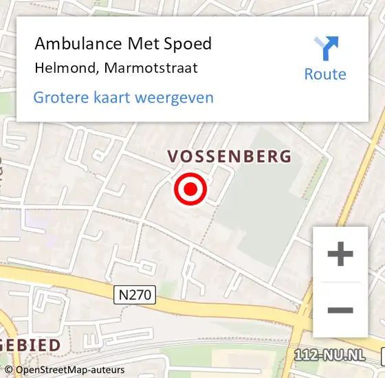 Locatie op kaart van de 112 melding: Ambulance Met Spoed Naar Helmond, Marmotstraat op 19 juni 2017 20:56