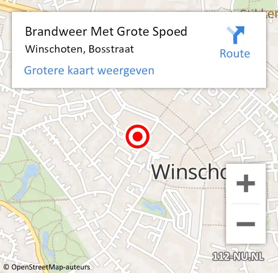 Locatie op kaart van de 112 melding: Brandweer Met Grote Spoed Naar Winschoten, Bosstraat op 20 juni 2017 06:08