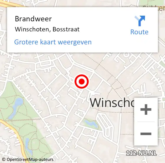 Locatie op kaart van de 112 melding: Brandweer Winschoten, Bosstraat op 20 juni 2017 06:26