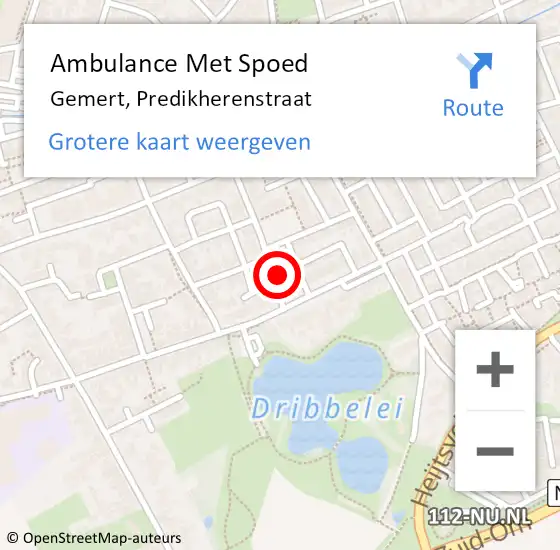 Locatie op kaart van de 112 melding: Ambulance Met Spoed Naar Gemert, Predikherenstraat op 20 juni 2017 08:32