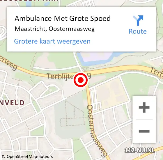 Locatie op kaart van de 112 melding: Ambulance Met Grote Spoed Naar Maastricht, Oostermaasweg op 24 januari 2014 12:27