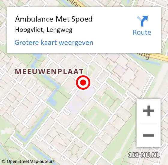 Locatie op kaart van de 112 melding: Ambulance Met Spoed Naar Hoogvliet, Lengweg op 20 juni 2017 11:34