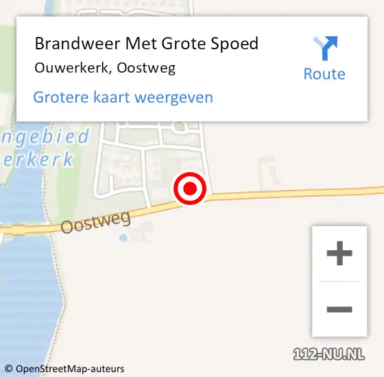 Locatie op kaart van de 112 melding: Brandweer Met Grote Spoed Naar Ouwerkerk, Oostweg op 20 juni 2017 14:11