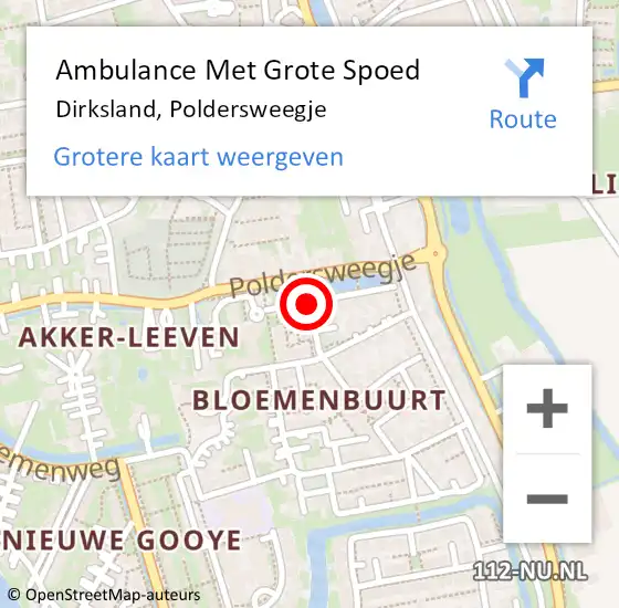 Locatie op kaart van de 112 melding: Ambulance Met Grote Spoed Naar Dirksland, Poldersweegje op 21 juni 2017 01:53