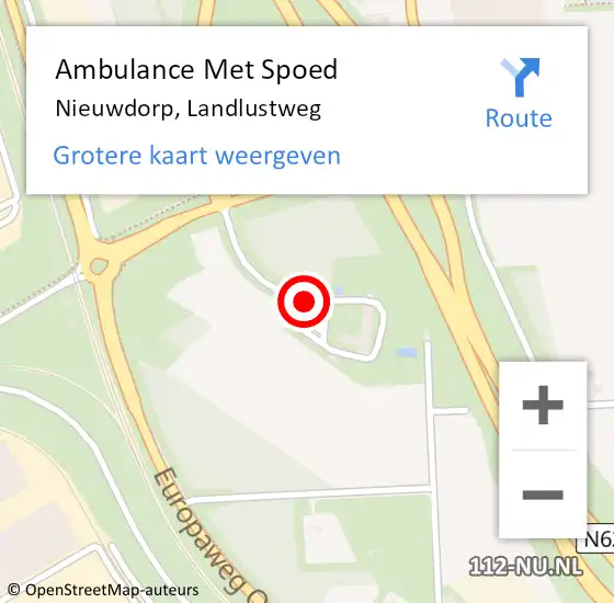 Locatie op kaart van de 112 melding: Ambulance Met Spoed Naar Nieuwdorp, Landlustweg op 21 juni 2017 07:57