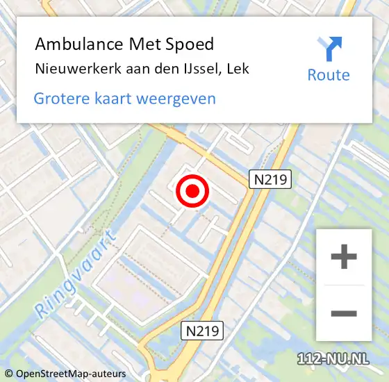 Locatie op kaart van de 112 melding: Ambulance Met Spoed Naar Nieuwerkerk aan den IJssel, Lek op 21 juni 2017 08:31