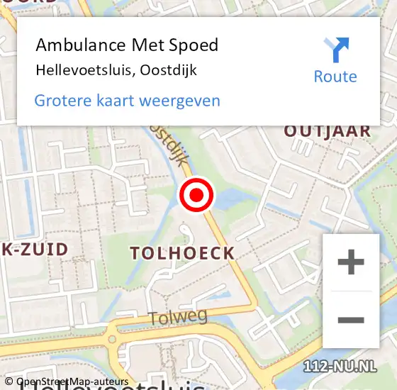 Locatie op kaart van de 112 melding: Ambulance Met Spoed Naar Hellevoetsluis, Oostdijk op 21 juni 2017 13:50