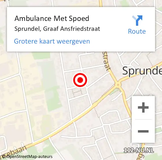 Locatie op kaart van de 112 melding: Ambulance Met Spoed Naar Sprundel, Graaf Ansfriedstraat op 21 juni 2017 13:57