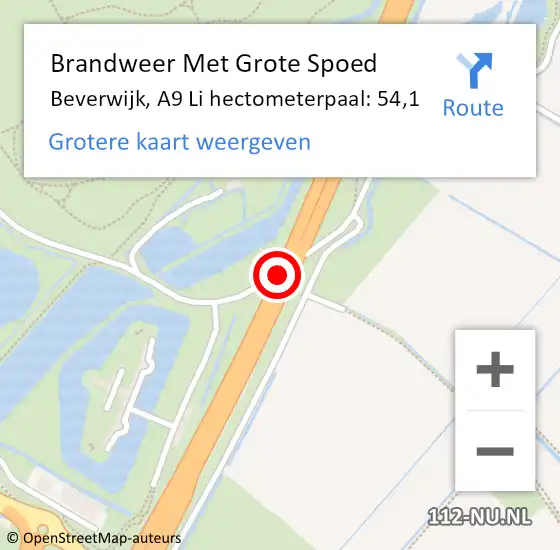 Locatie op kaart van de 112 melding: Brandweer Met Grote Spoed Naar Beverwijk, A9 R hectometerpaal: 55,0 op 21 juni 2017 16:10