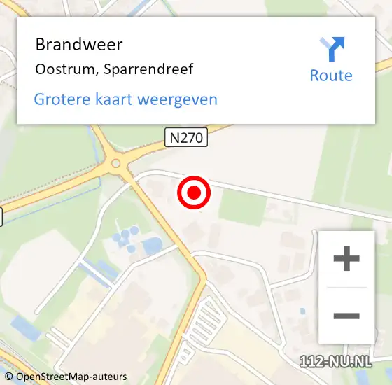 Locatie op kaart van de 112 melding: Brandweer Oostrum, Sparrendreef op 21 juni 2017 18:01