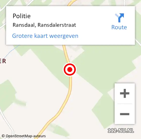 Locatie op kaart van de 112 melding: Politie Ransdaal, Ransdalerstraat op 21 juni 2017 21:22