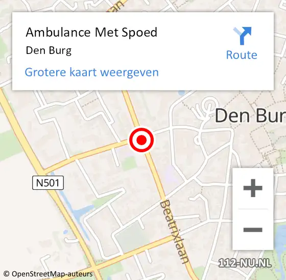 Locatie op kaart van de 112 melding: Ambulance Met Spoed Naar Den Burg op 21 juni 2017 22:58