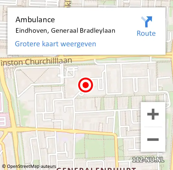 Locatie op kaart van de 112 melding: Ambulance Eindhoven, Generaal Bradleylaan op 22 juni 2017 09:29