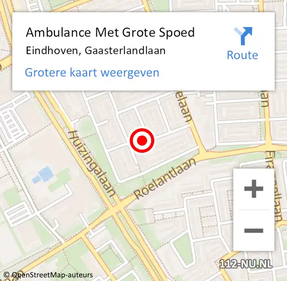 Locatie op kaart van de 112 melding: Ambulance Met Grote Spoed Naar Eindhoven, Gaasterlandlaan op 22 juni 2017 09:32