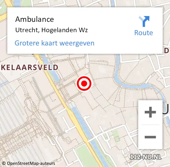 Locatie op kaart van de 112 melding: Ambulance Utrecht, Hogelanden Wz op 22 juni 2017 10:20