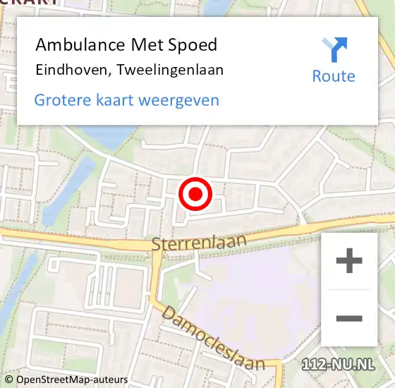 Locatie op kaart van de 112 melding: Ambulance Met Spoed Naar Eindhoven, Tweelingenlaan op 22 juni 2017 10:27