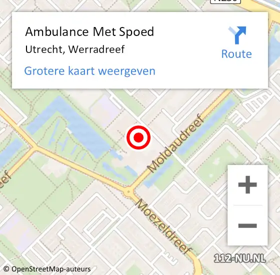 Locatie op kaart van de 112 melding: Ambulance Met Spoed Naar Utrecht, Werradreef op 22 juni 2017 10:39