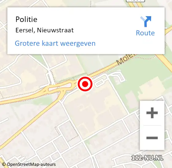 Locatie op kaart van de 112 melding: Politie Eersel, Nieuwstraat op 22 juni 2017 10:43