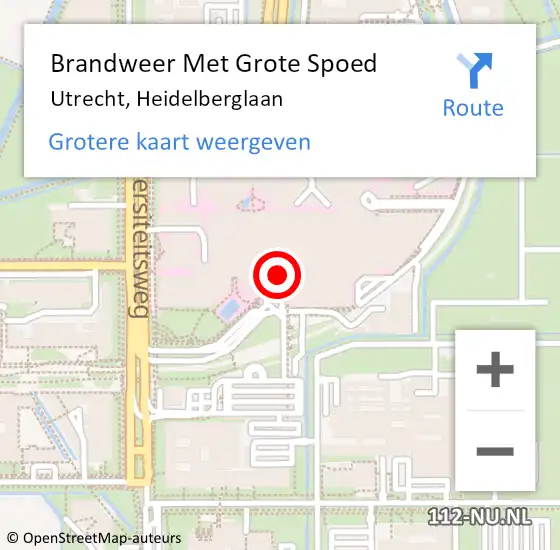 Locatie op kaart van de 112 melding: Brandweer Met Grote Spoed Naar Utrecht, Heidelberglaan op 22 juni 2017 10:48