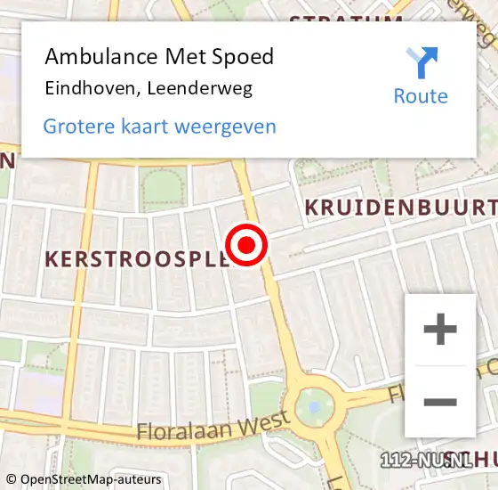 Locatie op kaart van de 112 melding: Ambulance Met Spoed Naar Eindhoven, Leenderweg op 22 juni 2017 10:55