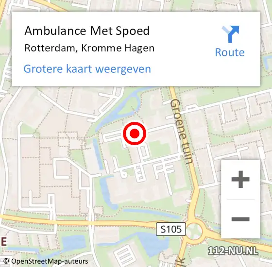 Locatie op kaart van de 112 melding: Ambulance Met Spoed Naar Rotterdam, Kromme Hagen op 22 juni 2017 11:10