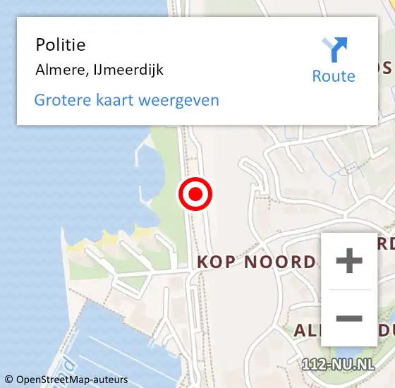 Locatie op kaart van de 112 melding: Politie Almere, IJmeerdijk op 22 juni 2017 12:37