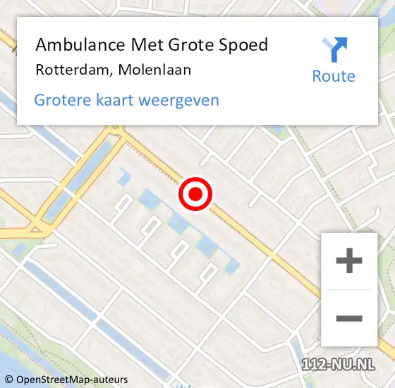 Locatie op kaart van de 112 melding: Ambulance Met Grote Spoed Naar Rotterdam, Molenlaan op 22 juni 2017 12:45