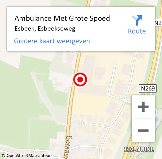 Locatie op kaart van de 112 melding: Ambulance Met Grote Spoed Naar Esbeek, Esbeekseweg op 22 juni 2017 12:46