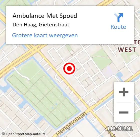 Locatie op kaart van de 112 melding: Ambulance Met Spoed Naar Den Haag, Gietenstraat op 22 juni 2017 14:22