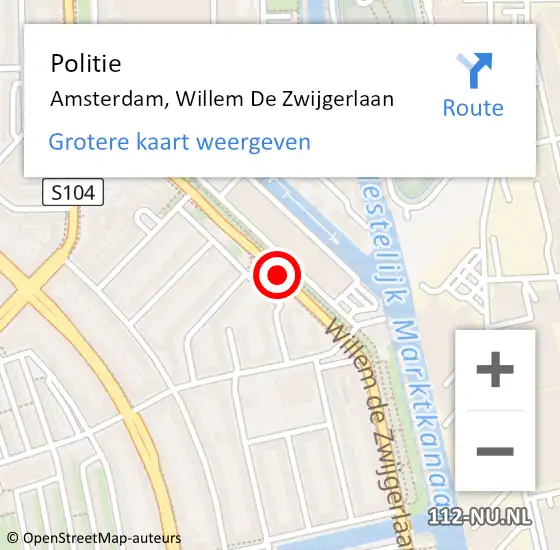 Locatie op kaart van de 112 melding: Politie Amsterdam, Willem De Zwijgerlaan op 22 juni 2017 14:33