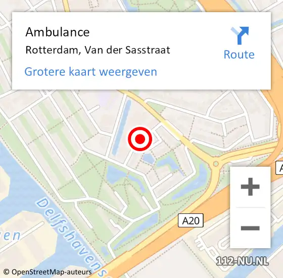 Locatie op kaart van de 112 melding: Ambulance Rotterdam, Van der Sasstraat op 22 juni 2017 14:35