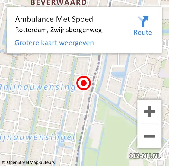 Locatie op kaart van de 112 melding: Ambulance Met Spoed Naar Rotterdam, Zwijnsbergenweg op 22 juni 2017 14:40