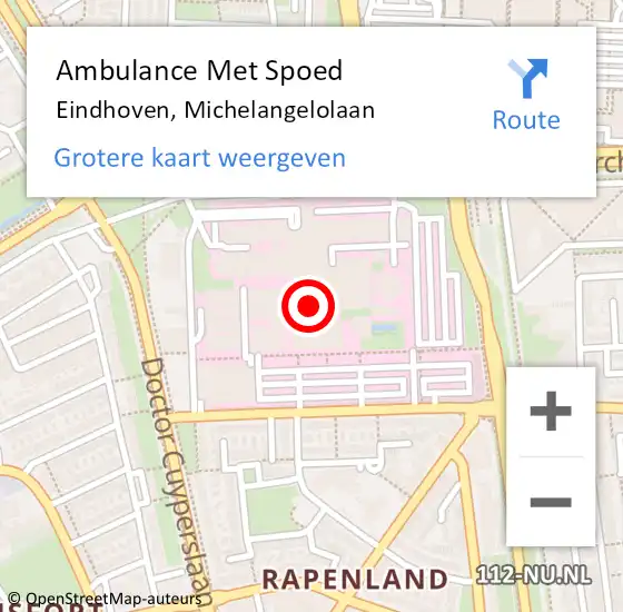 Locatie op kaart van de 112 melding: Ambulance Met Spoed Naar Eindhoven, Michelangelolaan op 22 juni 2017 14:42