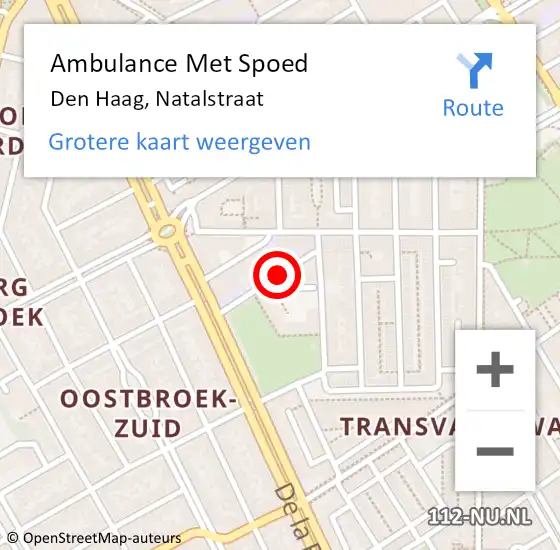 Locatie op kaart van de 112 melding: Ambulance Met Spoed Naar Den Haag, Natalstraat op 22 juni 2017 14:52