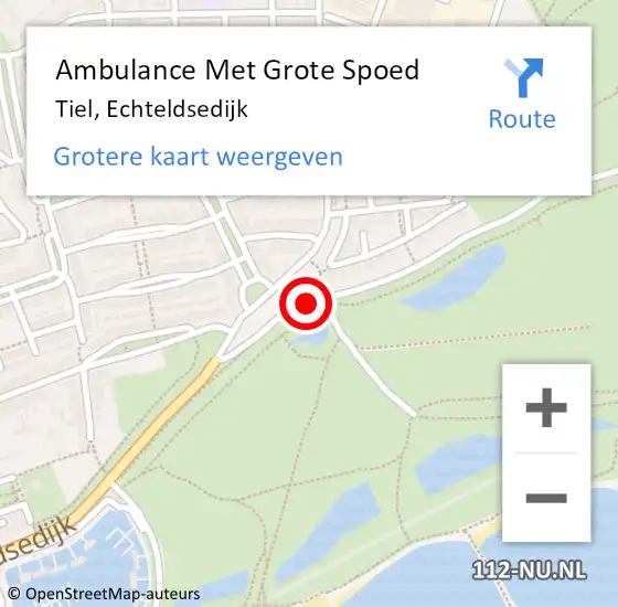 Locatie op kaart van de 112 melding: Ambulance Met Grote Spoed Naar Tiel, Echteldsedijk op 22 juni 2017 14:53