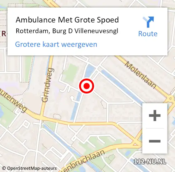 Locatie op kaart van de 112 melding: Ambulance Met Grote Spoed Naar Rotterdam, Burg D Villeneuvesngl op 22 juni 2017 14:55